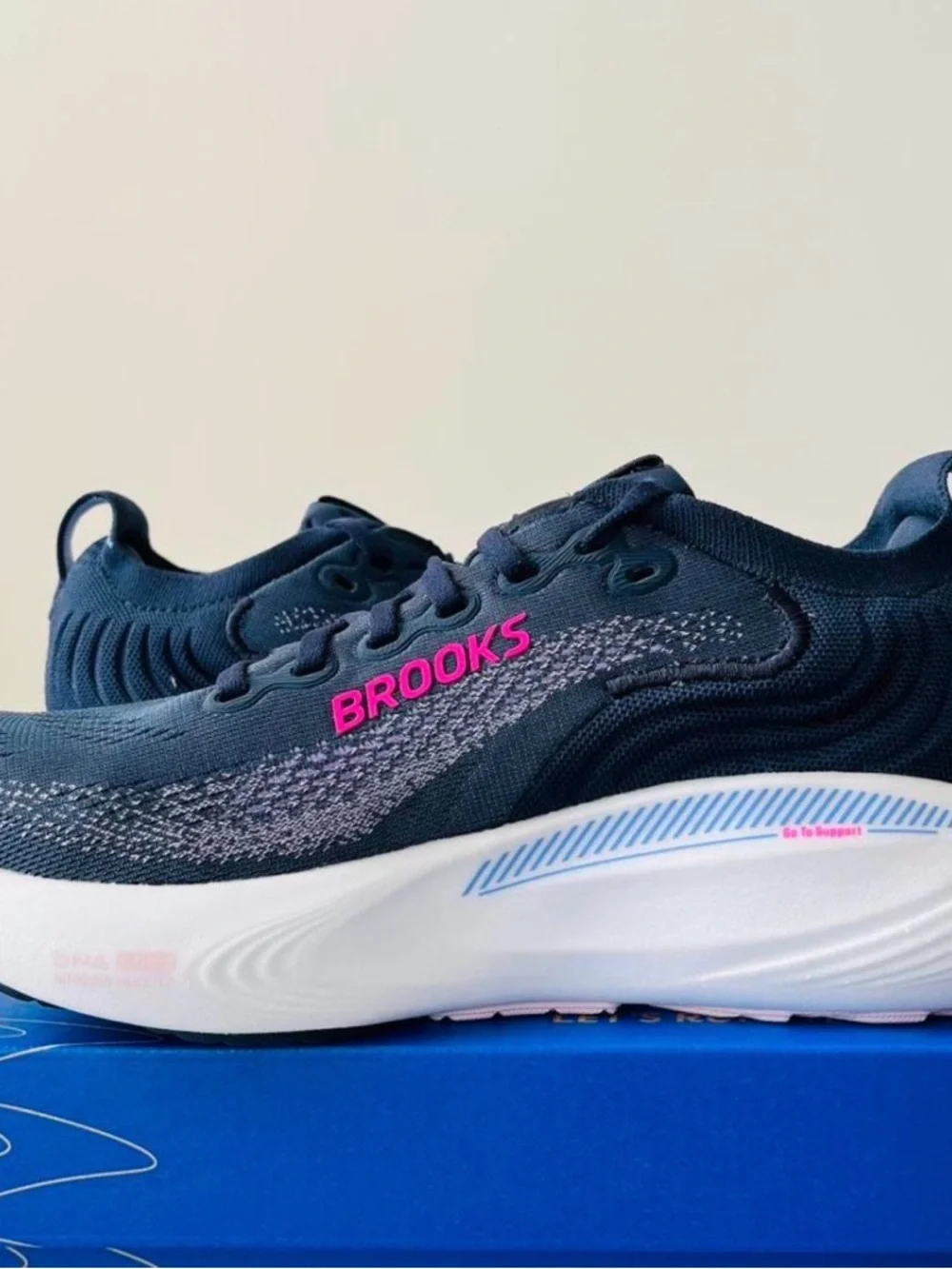 Brooks Women’s Running Shoe — Navy with Pink Accents - Picture 2 of 4